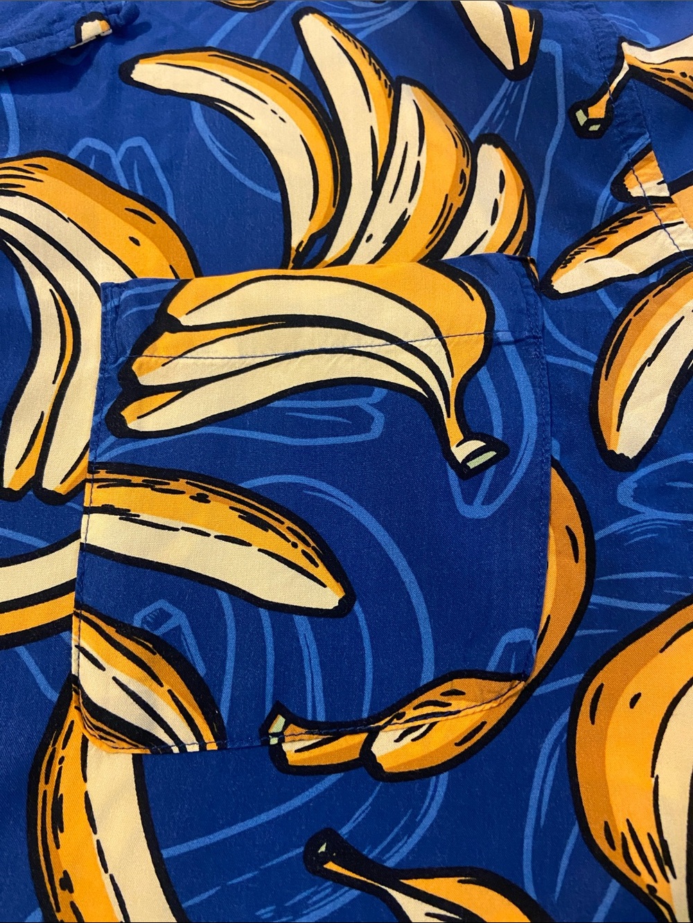 Goodfellow & Co Blue Short-Sleeve Banana Print Button-Down Shirt - Picture 3 of 7
